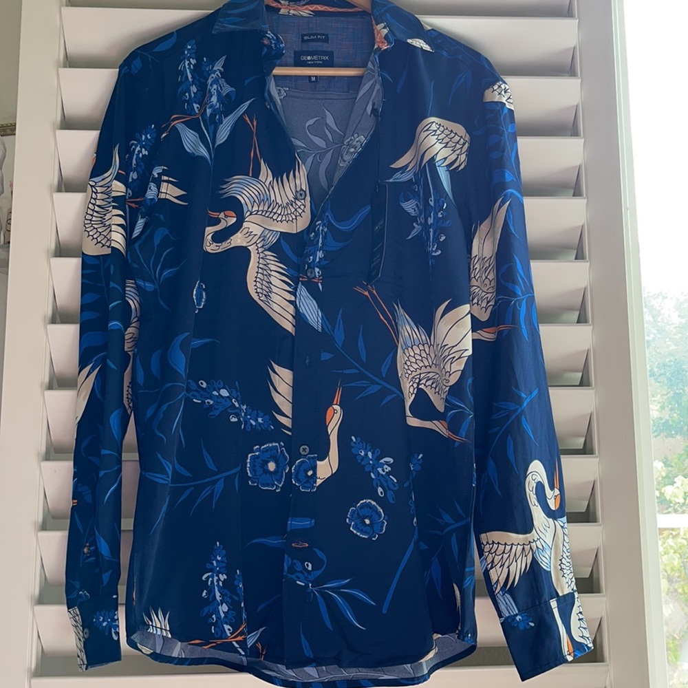 Button down shirt men slim for Geometrix M